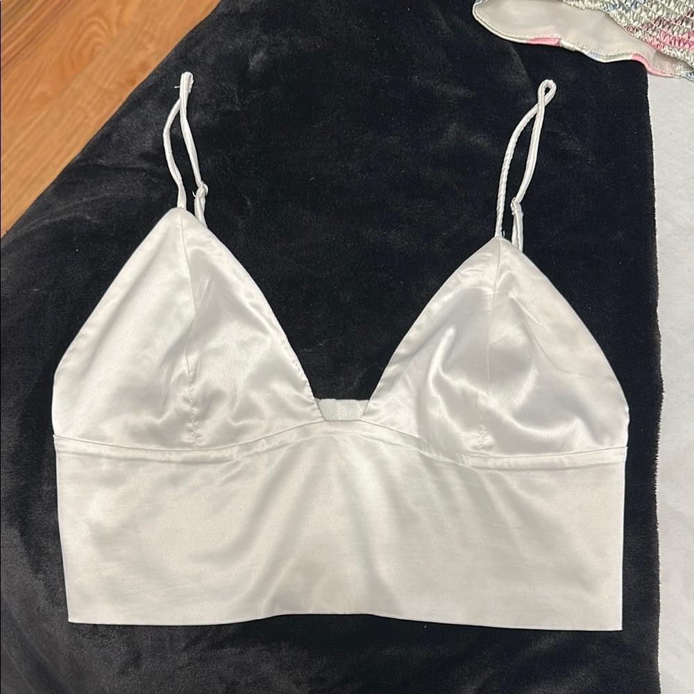 Sleek White Satin Bralette